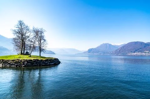 Panorama of Lake Como from Dervio. Stock Photos