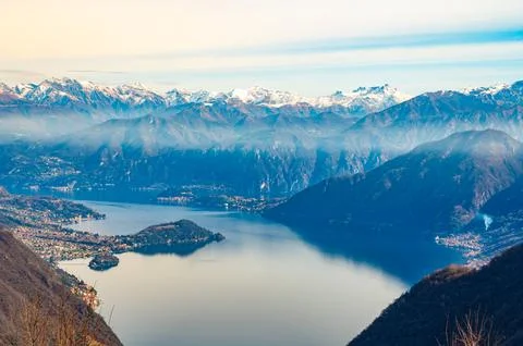 Panorama of Lake Como Stock Photos