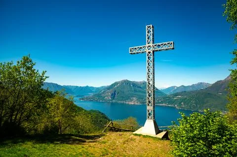 Panorama of Lake Como. Stock Photos
