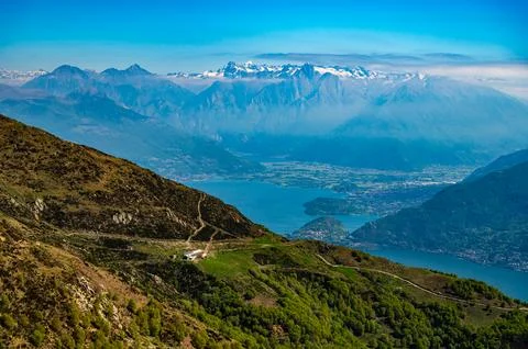 Panorama of Lake Como, from Plesio. Stock Photos
