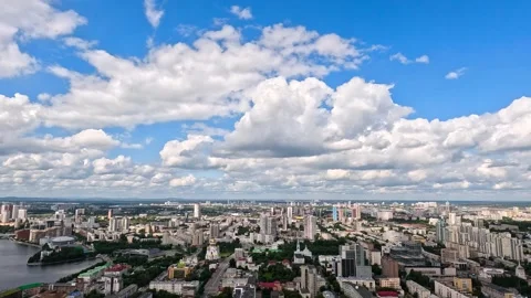 A panorama of a large developing city with diverse architecture. Stock Footage 340895922