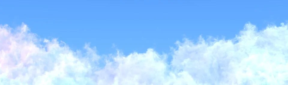 Panorama of large white clouds image isolated. cgi nature 3D rendering Stock Illustration