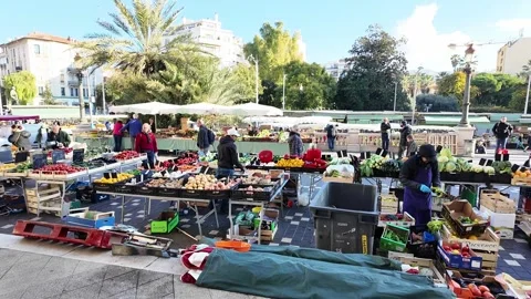 Panorama of the Liberation market in Nice. Stock Footage 298967764