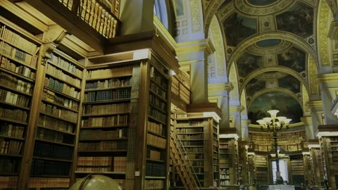 Panorama of the library of the Palais Bourbon in Paris, France. Stock Footage 194688940