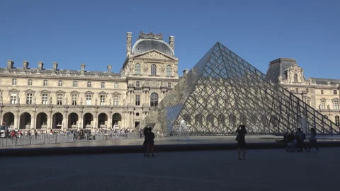 Panorama of Louvre Square, Paris Stock Footage 263989704