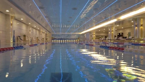 Panorama of luxury swimming pool in Radisson Collection Hotel Stock Footage 126060668