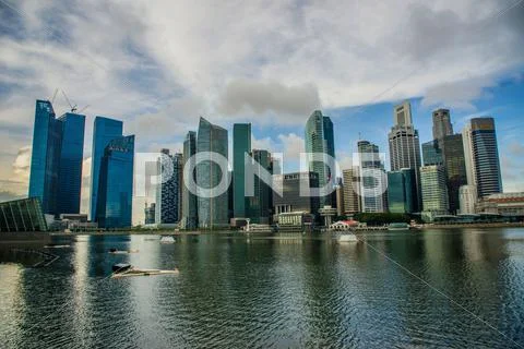 Panorama of Marina Bay in Singapore Stock Photos