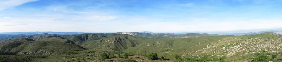 Panorama mediterranean mountains Stock Photos