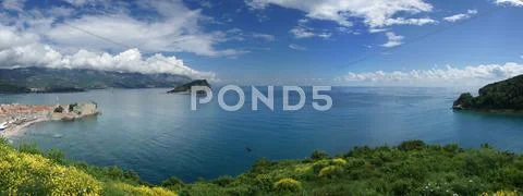 Panorama of mediterranean seaside Stock Photos