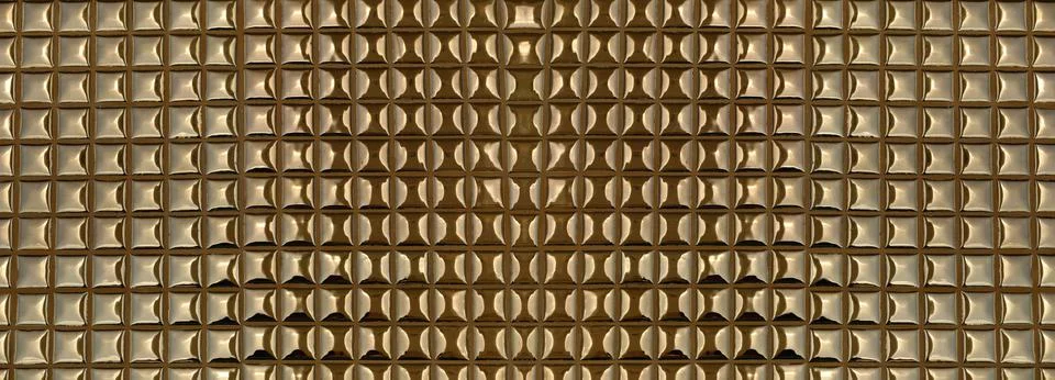 Panorama metal pattern golden of rectangular shapes background. Stock Photos