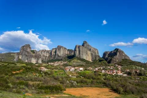 Panorama of the Meteora, Greece Stock Photos