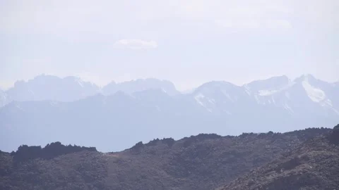 Panorama middle plan of a beautiful mountain Himalayan range in Ladakh Stock Footage 130219227