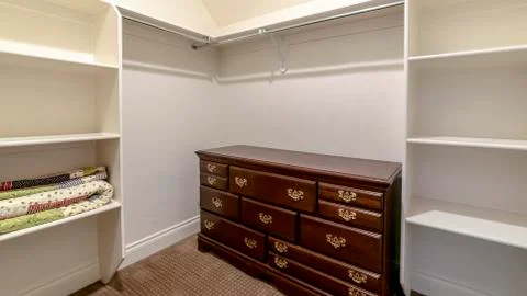 Panorama Modern empty fitted dressing room interior bright interior Stock Photos