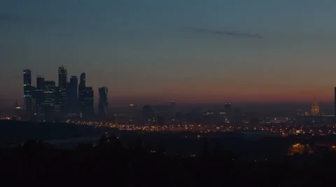 Panorama of Moscow from Night to Day. Stock Footage