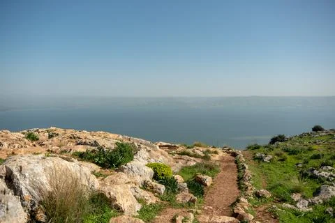Panorama of Mount Arbel Stock Photos