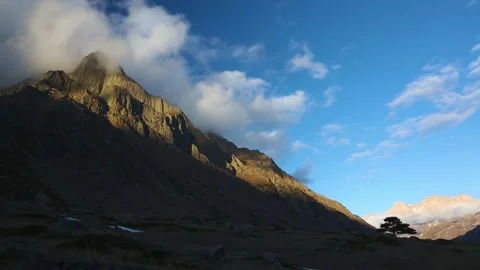 Panorama of the mountain cliffs in the picturesque gorge of the Caucasus. Stock Footage 158459426