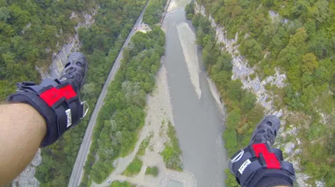 Panorama of mountain gorge during lifting Stock Footage 42863111