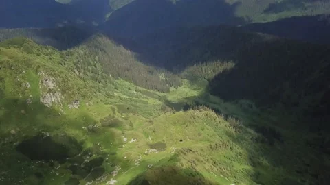 Panorama of the mountain range from a drone 4k Stock Footage 137921634