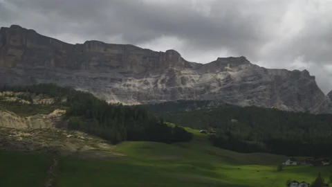 Panorama of mountain range in italian dolomites, italy, 4k Stock Footage 142032804