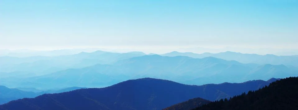 Panorama of mountain range view Stock Photos