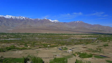 Panorama of a mountain valley with cultivated fields Stock Footage 41751823