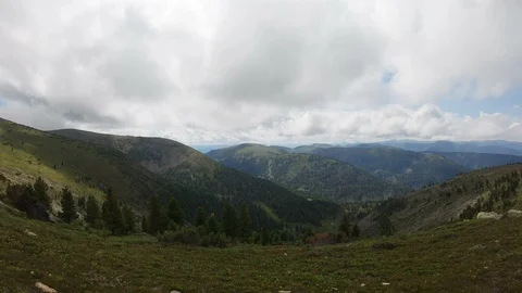 Panorama of mountain valley. View from top of the mountain Stock Footage 121177667