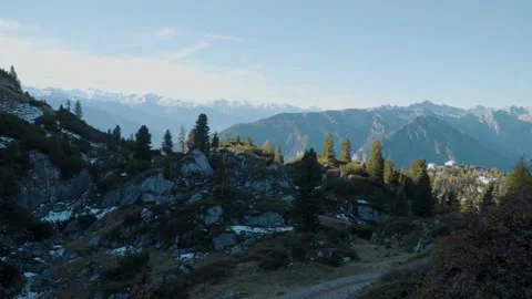 Panorama Mountain View with Trees Stock Footage 195287222