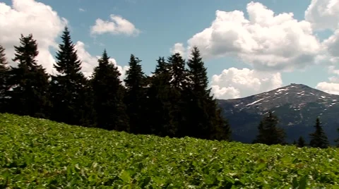 Panorama mountain on which stands a stone building Stock Footage 69009073