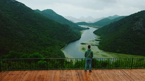 Panorama of mountainous terrain with river valleys. Stock Footage 260486300