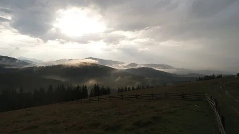 Panorama of mountains after rain Stock Footage 97922705