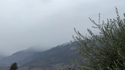 Panorama of the mountains in the clouds Video stock 232382520