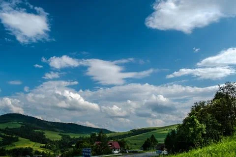 Panorama of the mountains. Clouds Stock Photos