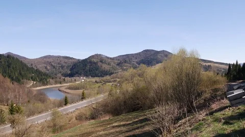 Panorama of the mountains in early spring. Stock Footage 75389034