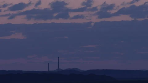 Panorama of the mountains of mining waste. Polluting factory pipes. Smog Stock Footage 91590981