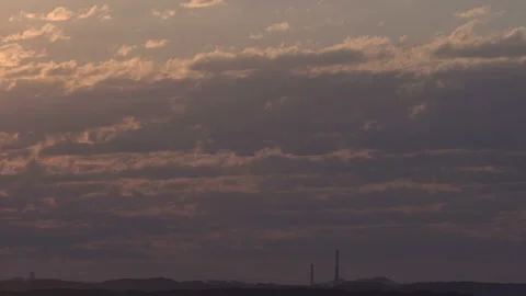 Panorama of the mountains of mining waste. Polluting factory pipes. Smog Stock Footage 93555196