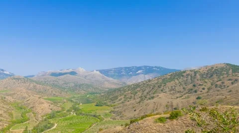 Panorama of mountains with vineyards Stock Footage 67615403