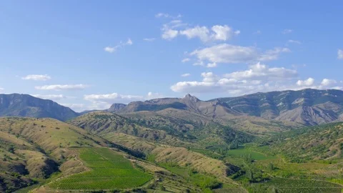 Panorama of mountains with vineyards Video stock 79451361