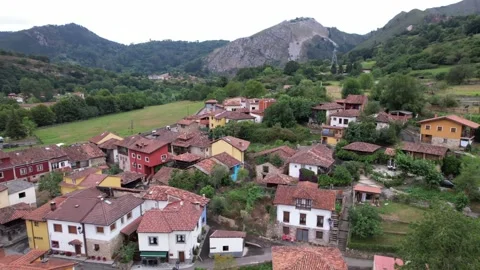 Panorama of a neighborhood in  Cangas de Onis in Asturias, Spain - 361 Video stock 310795553