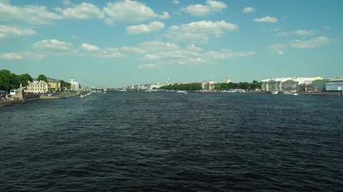 Panorama of the Neva River on a clear summer day. Stock-Footage 157367202