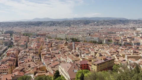 Panorama of Nice rooftops and hills, France Stock Footage 239842873