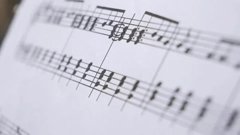 Panorama of notes with variable focus. camera moves above a notebook with notes, Video stock 164042059