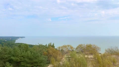 Panorama from the observation deck to the forest, the sea, clouds Stock Footage 149742356