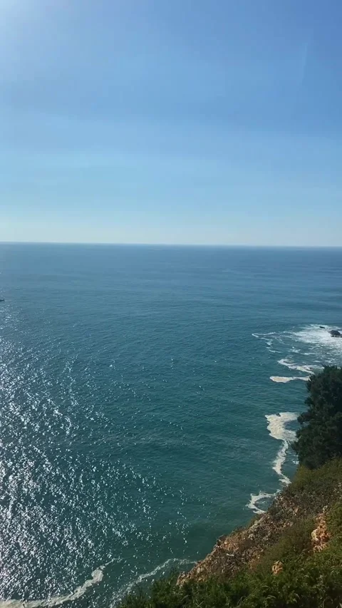 Panorama of the ocean coast. General plan of the ocean coast from above. Beach Stock Footage 309008035
