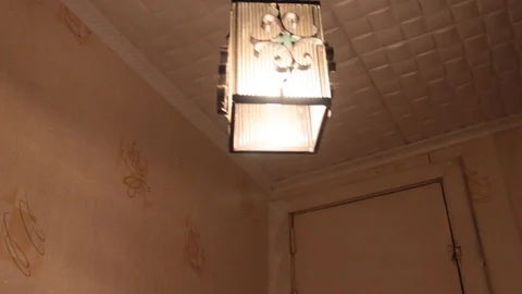 Panorama of the old Soviet chandelier Stock Footage 100891275
