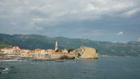Panorama of the old town of Budva Stock Footage 159705915