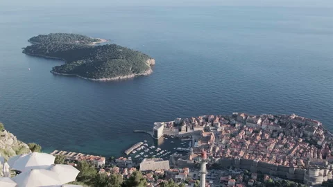 Panorama of Old Town at Dubrovnik cable car upper station, Croatia, 4k Stock-Footage 274456560