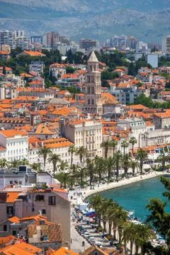 Panorama of the old town of Split in Dalmatia, Croatia Stock Photos