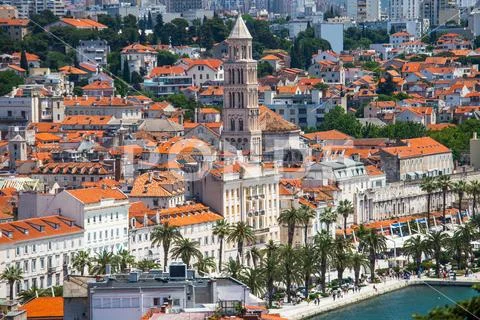 Panorama of the old town of Split in Dalmatia, Croatia Stock Photos