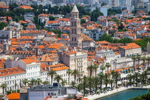 Panorama of the old town of Split in Dalmatia, Croatia Stock Photos