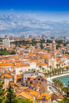Panorama of the old town of Split in Dalmatia, Croatia Stock Photos